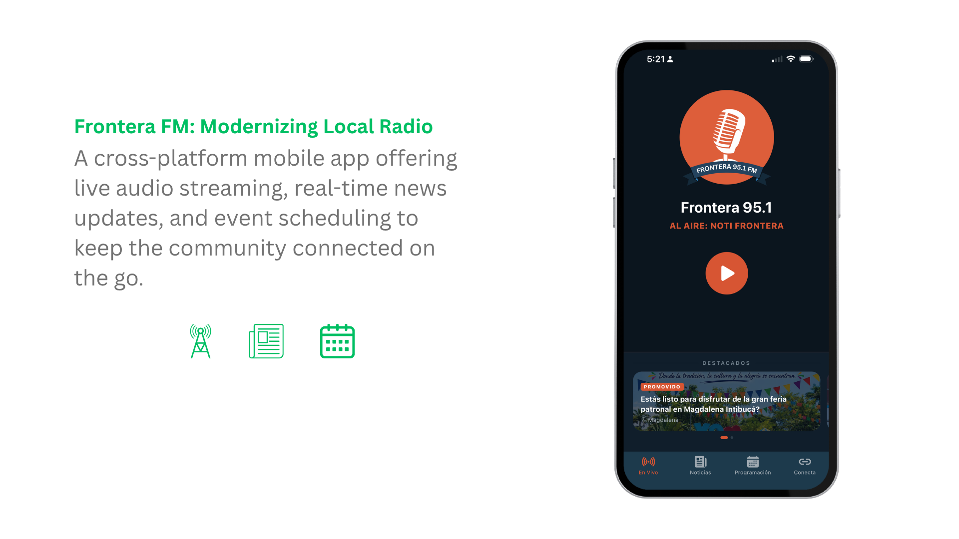 Frontera FM — Cross-Platform Radio Streaming App (iOS & Android)